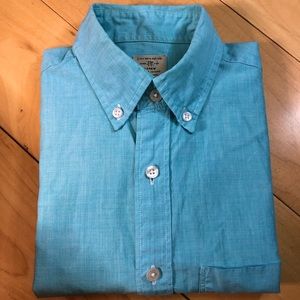 J.Crew Mens 2-Ply Tiffany Blue 100% Cotton Short Sleeve Xtra Soft XS Button Down